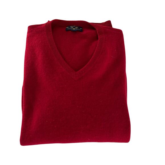 Club Room Sweater VNeck Cashmere Mens SZL Red Pullover Classic Preppy - Picture 4 of 8